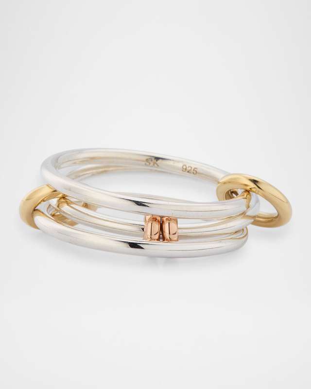 Acacia SG Three Link Ring in Sterling Silver with Yellow Gold and Rose Gold